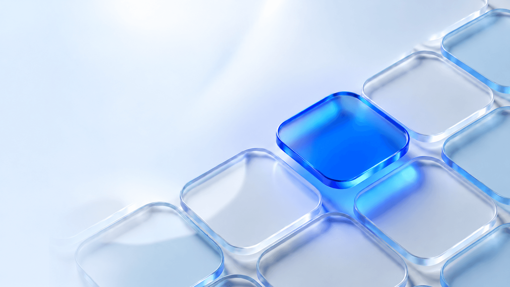 Glossy blue 3D glass tiles array
