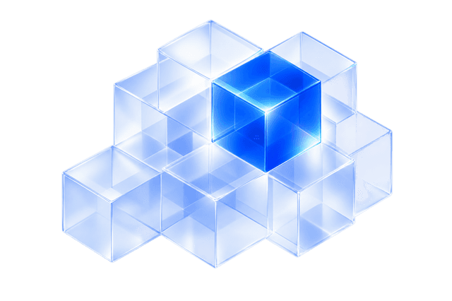 Futuristic glass cube cluster