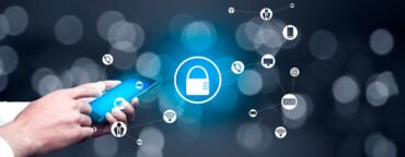 man holding smartphone with lock icon