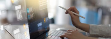 Digital Workflow Management and Project Planning Visualization on Modern Tablet Interface.