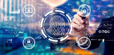 Fingerprint scanning theme with businessman