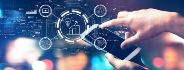 Content marketing concept with city lights at night