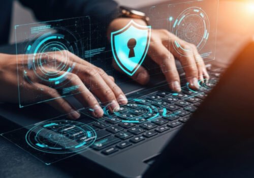 Cybersecurity Protection Concept with Digital Shield and Network